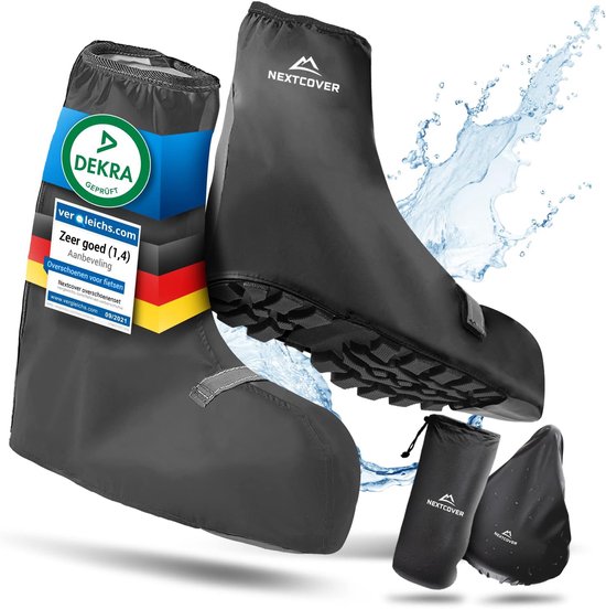 Nextcover® Overschoenen Waterdicht | 100% Waterdichte Regenschoenen Fiets | Reflecterende Schoenovertrek Herbruikbaar| Regenhoezen voor Schoenen | Overschoenen | Schoenbescherming | Fietsoverschoenen