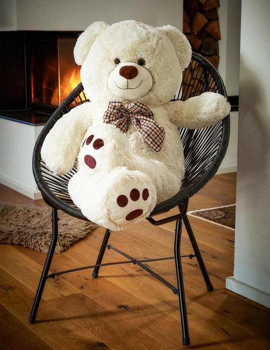 Monzana Knuffelbeer XL - 100cm Staand Pluche - Crème