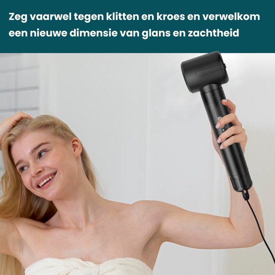 Saaf Fohnborstel 7 in 1 - 8 Delige set - Fohn - Stijl- en Krulborstel - Hairwrap - Airstyler - Multistyler - Zwart