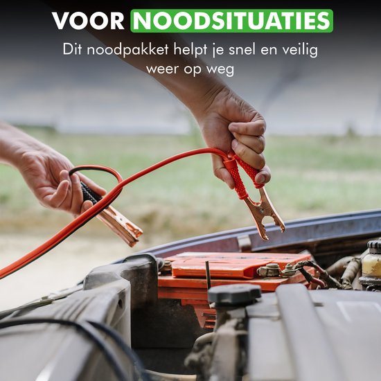Travelhawk Noodpakket Auto - Noodpakket Autopech - Incl. Startkabels, hoofdlamp - 10 Delig - Zwart