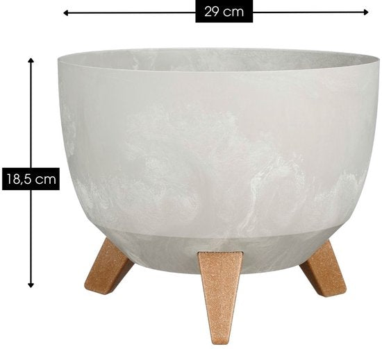 Mica Decorations Doppio Plantenbak op Poten - 18,5 x Ø29 cm - Plantenbakken voor Buiten - Bloembakken voor Balkon - Gerecycled Plastic - Grijs