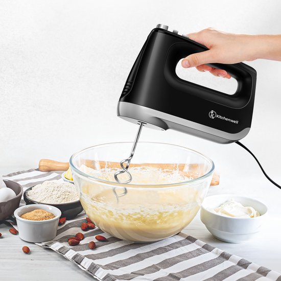 Kitchenwell Handmixer - 6 snelheden en turbofunctie - 400W – Kloppers & Deeghaken & Garde - Incl. opbergdoos