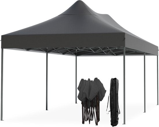 LifeGoods Partytent - Paviljoen - EasyUp - Opvouwbaar - Waterdicht - Met Draagtas met wieltjes - 300 x 600 cm - Antraciet