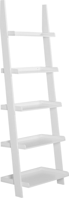 Casaria Boekenrek - 5 Planken - Afmeting 180x64x37cm MDF Hout Wit