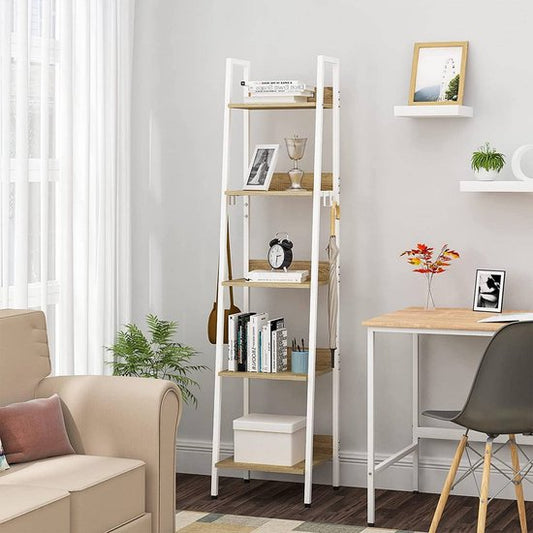 Woltu Ladderkast - 40x170x36cm - 5 Etages - Met Haken - Wit