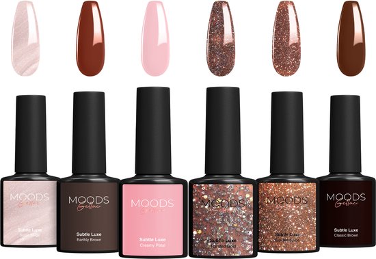 Moods Gellac 6-delige Set - Gellak Starterspakket - Gel Nagellak - 8ML - Subtle Luxe - Gellac - Nagels - Chique Kleuren - HEMA- & TPO-vrij