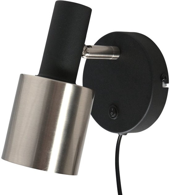 Wandlamp Fjorgard 4848ZW - Zwarte metalen wandlamp met een diameter van 20 cm, draaibaar en kantelbaar, merk Anne Light Home, stoer ontwerp voor binnengebruik