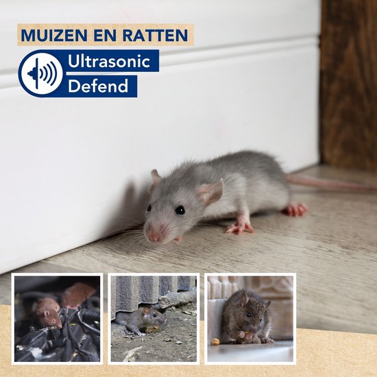 Edialux Ultrasonic Defend ultrasone muizenverjager rattenverjager, knaagdieren afschrikker, ultrasoon geluid, waterdicht ip44, usb herlaadbaar, binnen en buiten, tuin, schuur, kelder, 15-24 dagen autonomie, 80m² bereik
