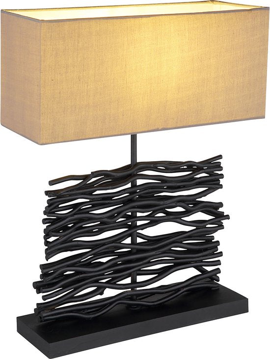 Globo - tafellamp - Jamie - zwart - hout - schemerlamp - E27 - 21648B