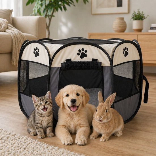 Ceruzo Puppyren Opvouwbaar – Voor Kleine Honden - Katten - Konijnen – 73 cm
