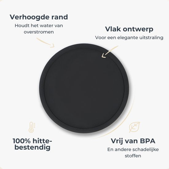 Castagnola Siliconen Onderzetters – Onderzetters voor Glazen – Design Onderzetters met Houder – Onderzettersset – Anti Slip - Set van 12 – Zwart