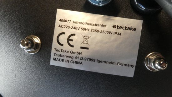 tectake® - Hangende infraroodstraler - plafondverwarmer - infraroodstraler voor buiten en binnen - elektrische verwarming - plafondverwarmer voor terras