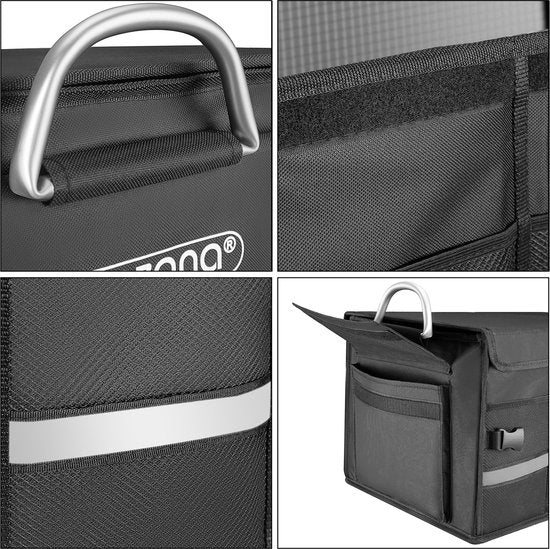 Monzana Kofferbak Organizer - 68L Waterdicht Opvouwbaar - Zwart Zilver