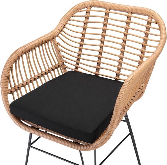 Casaria Poly Rieten Stoelen – 2 Stuks – Naturel – Comfortabel - Weerbestendig