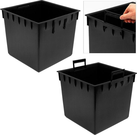 Prosperplast Bloempot/plantenpot Rato - rotan look - met binnenpot - bruin - 32 x 32 x 33 cm - kunststof