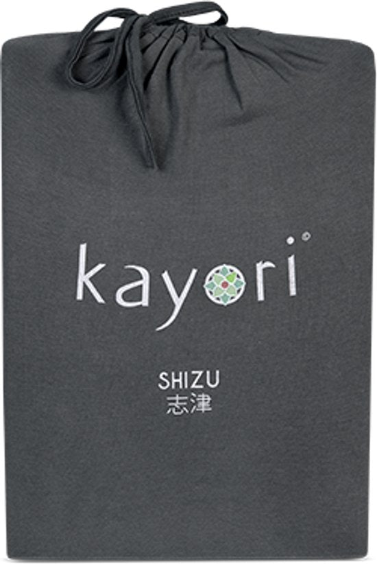 Kayori Shizu Splittopper Hoeslaken Jersey - 180x200-220cm - Matrasdikte 12 cm - Biologisch Katoen - Antracite