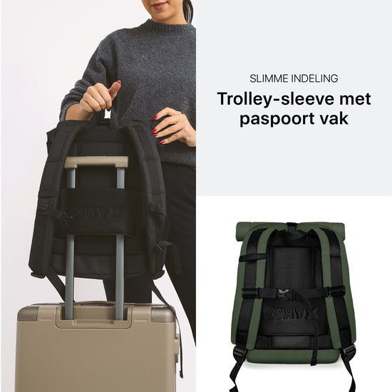 ONYX Rolltop PRO Rugzak 20 tot 30L - Met Laptopvak - Verstelbare Rugtas - Reistas - Waterbestendig en Duurzaam - Forest Green