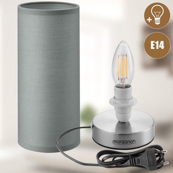 Monzana Tafellamp 2 Stuks LED – Dimbaar E14 - Satijn Nikkel Grijs