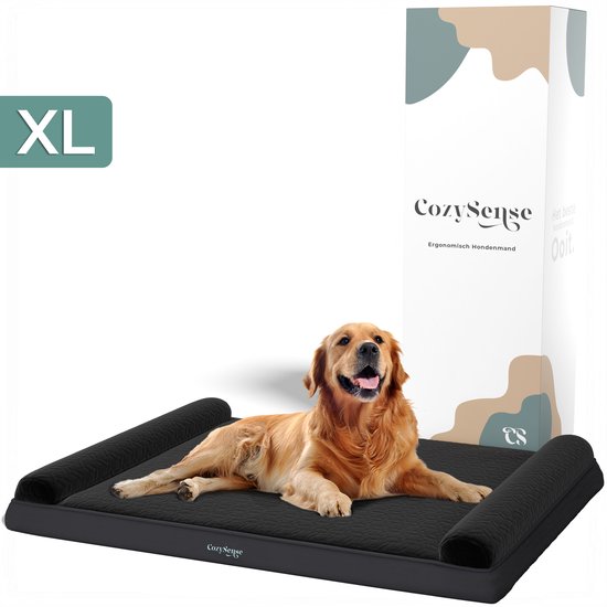 CozySense® Orthopedisch Hondenkussen 100 X 70 cm - Maat XL - Waterdicht - Geschikt Als Benchkussen & Hondenbed - Wasbare Hoes - Zwart