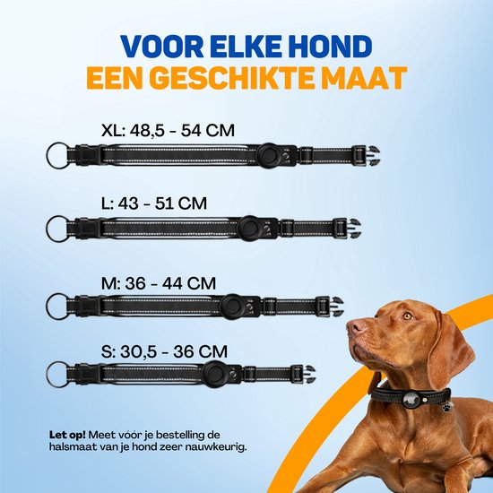 Vulpes Goods® Pets - Hondenhalsband geschikt voor Apple AirTag - Apple Airtag Halsband voor Honden Pro - Veilig, lichtgewicht, reflecterend & comfortabel - Anti-kras en Waterbestendig - Incl. 2 accessoires - 36-44 CM - M