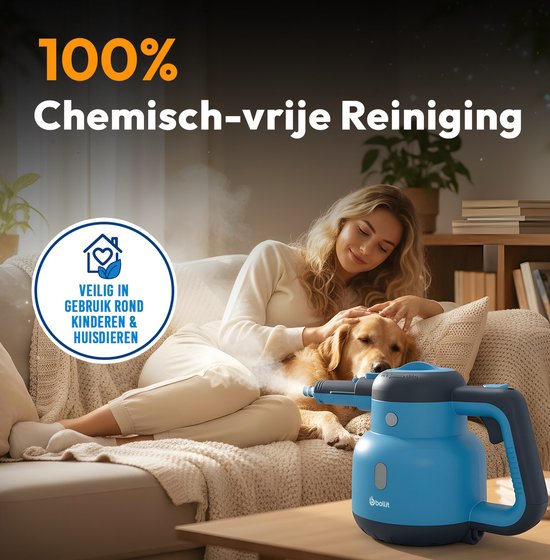 BOLLIT 1500W Stoomreiniger - Handstomer - Vlekkenreiniger - Handstoomreiniger - Tapijtreiniger - Steam Cleaner - Stoomreinigers - Incl. Opbergtas - Krachtig Stoomapparaat - Vloer, Bank, Tapijt Badkamer & Keuken