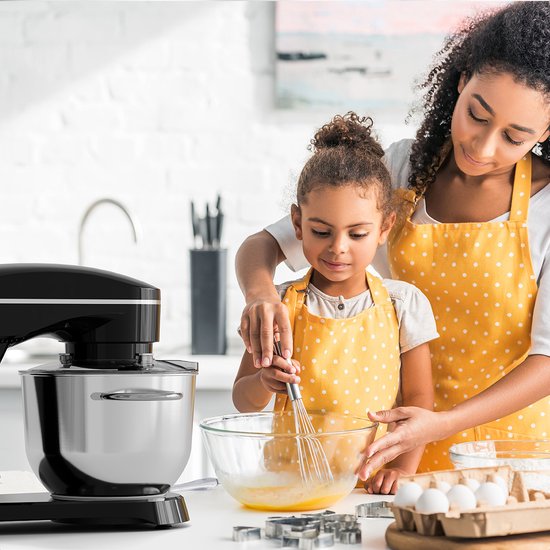 KitchenBrothers Keukenrobot - Touch Display en Timer - Keukenrobot - 6,2L - 1800W - Keukenmixer - Aluminium - Zwart