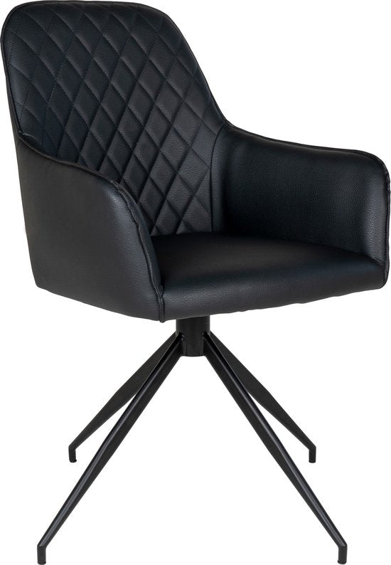 House Nordic Harbo Eetkamerstoel Vegan Leer Zwart - Set van 2