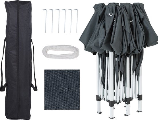 Deuba Partytent - Paviljoen - EasyUp - Opvouwbaar - Waterdicht - Met Draagtas - 300 x 600 cm - Antraciet