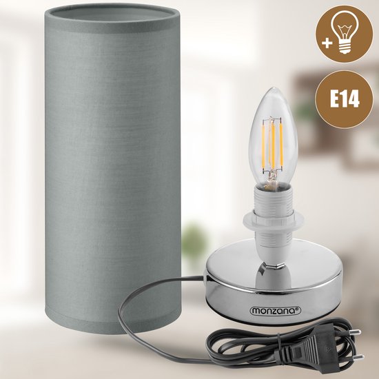 Monzana Tafellamp 2 Stuks LED – Dimbaar E14 - Chroom Grijs