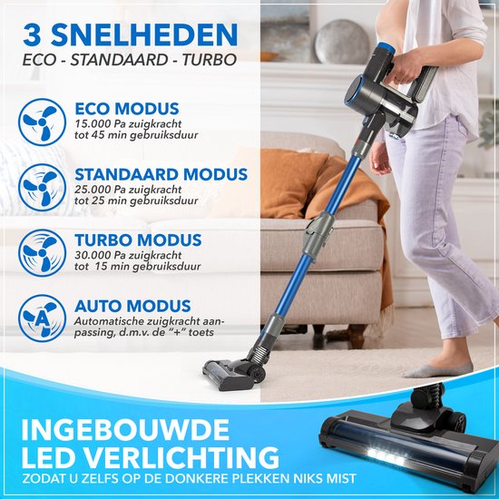 Innovixpro® Steelstofzuiger Draadloos - Krachtige 30KPa Steelstofzuiger met Dweilfunctie - Zonder Zak - Op Accu - Incl. Extra Opzetstukken & Opbergtas - HEPA Filter - Steelstofzuigers - Handstofzuiger - Multifunctionele Steelstofzuiger