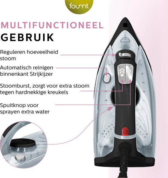 Fineza Stoomstrijkijzer met Stoomgenerator - Strijkijzer - 2300W - Zwart