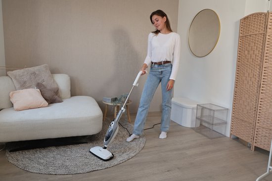 LUMAN 12 in 1 Stoomreiniger Én Handstomer V1 - Tapijtreiniger - Vlekkenreiniger - Met Aanpasbare Stoomkracht - Met 10 Opzetstukken en 3 Microvezeldoeken - Grijs