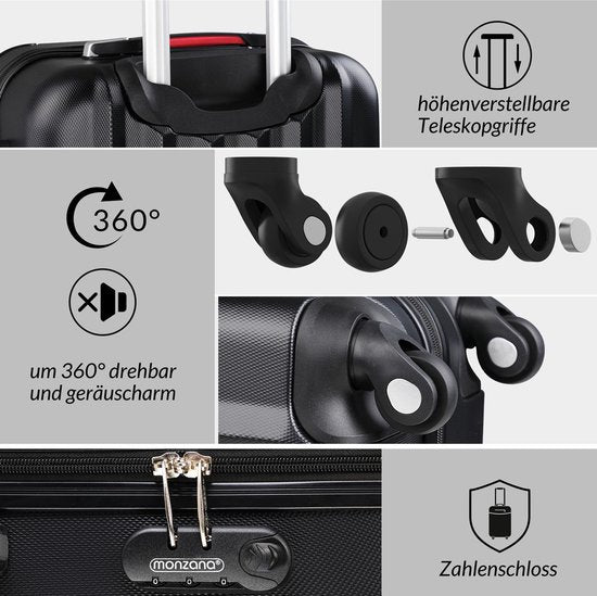 Monzana Koffer Hardcase - Basislijn M - Zwart