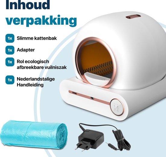 BOME Automatische Kattenbak - Zelfreinigende Kattenbak - Met App en Touchscreen - 65L - Rosekleurig