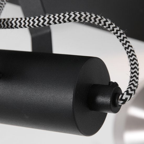 Spot plafondlamp Acier 3338ZW Zwart 2 x E27 fitting, Draaibaar en kantelbaar, Kunststof en Metaal, Modern, Mexlite
