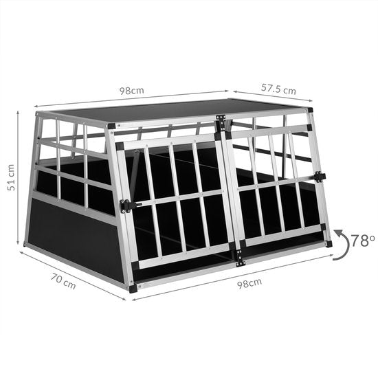 Cadoca Honden Transportbox XL – Aluminium – 89x70x51cm Afsluitbaar