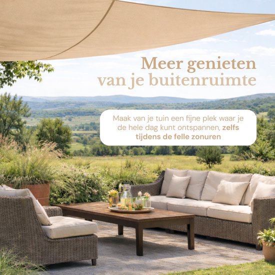 O'DADDY® Schaduwdoek 4x3m Rechthoek - Zonnezeil - Schaduwnet - Luifel Met Bevestiging Materiaal - Waterbestendig - UV30 Zonwering - Beige
