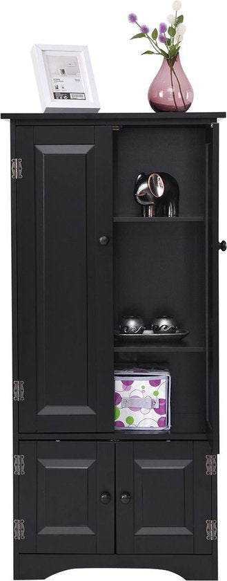 Coast Hoge Midi Kast - Hout - 59 x 32 x 123 cm - Zwart