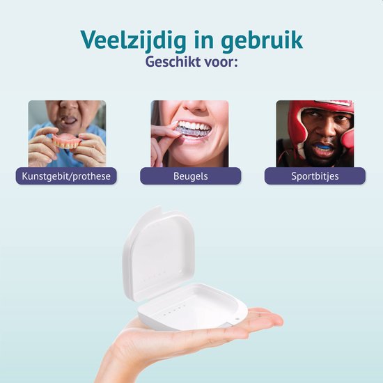 Alyze - Gebitsbakje voor Beugel - Beugelbakje - Wit - Kunstgebit - Prothese - Beugelbakje - Beugeldoosje - Bakje
