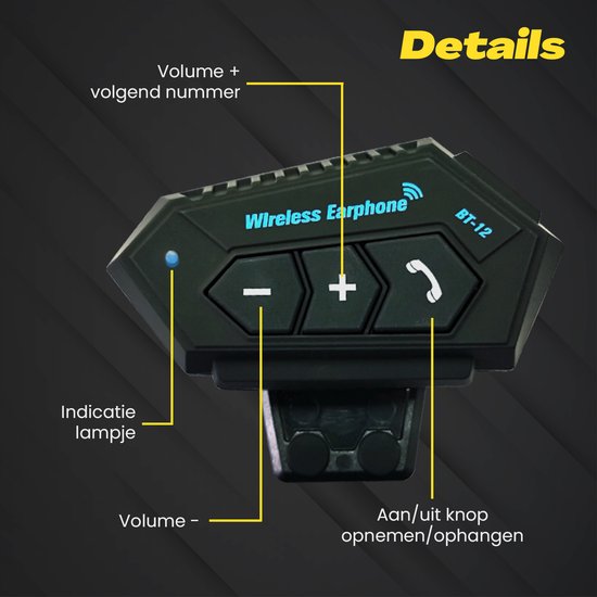 Motorhelm Headset Bluetooth - Met Microfoon voor Helm - Waterdicht - Universele Pasvorm