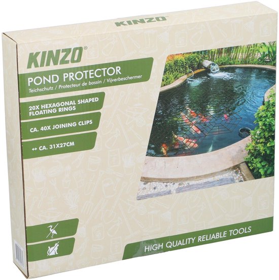 Kinzo vijverbeschermer - 20x stuks - zwart - 31 x 27 cm - drijvende rasters - tegen reigers en katten