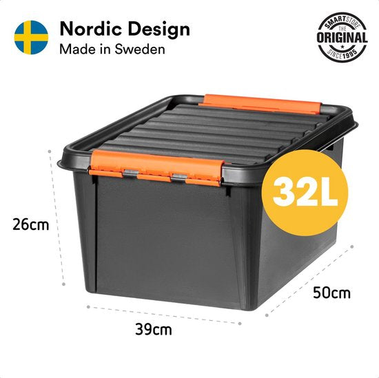 SmartStore™ Pro 31 Opbergdoos 32L zwart - Stapelbaar en nestbaar - Food Approved - Opbergbox