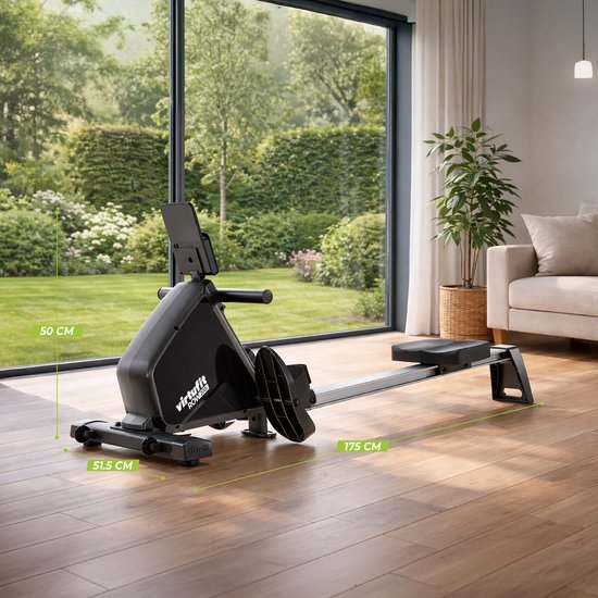VirtuFit ROW200i Roeimachine - Inklapbaar - 10 weerstandniveaus - Geruisloos - Kinomap & FitShow - LCD Display met Tablethouder - Roeitrainer voor thuis - Roeiapparaat (ROW450)