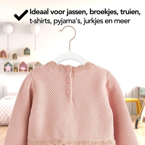 Brixy 50 Baby Kledinghangers - Wit - Kinder Kledinghangers - Kleerhanger - Fluweel - Broeklat