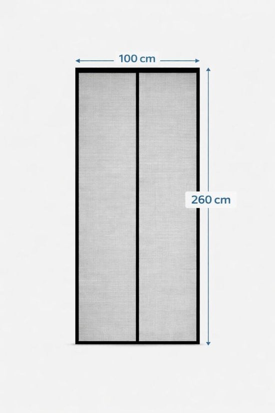 Ceruzo Deurgordijn 100xH260 cm – Magnetisch – Vliegengordijn – Zwart -Klittenband- Extra Hoog