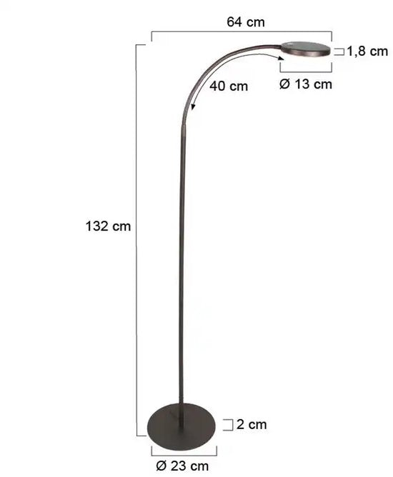 Vloerlamp Platu 3351CA - Dimbaar met instelbare lichtkleur, bruin kunststof en metaal, trendy design, Mexlite, perfect voor binnengebruik