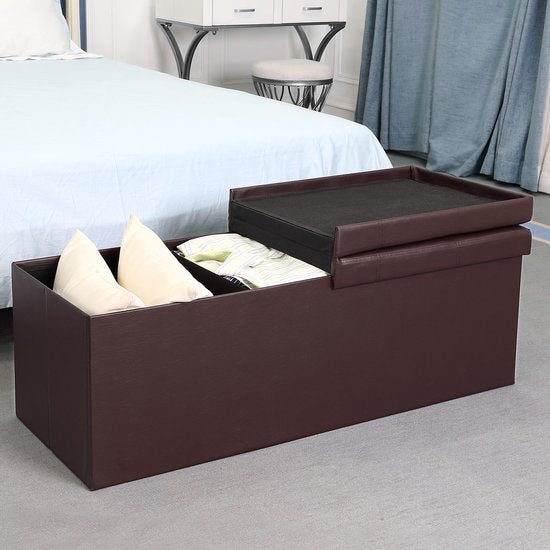 Casaria Zitbank met Opbergruimte - 115x40x40cm 131L Kunstleer – Bruin