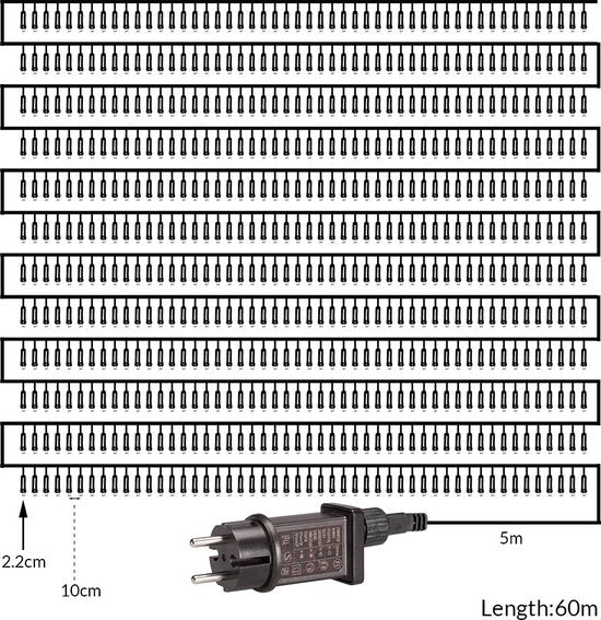 Monzana Lichtsnoer 600 LEDS – Afstandsbediening Timer – Warm Wit