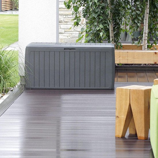 Casaria Opbergbox - Deksel Wielen 290L 117x47x60cm - Antraciet