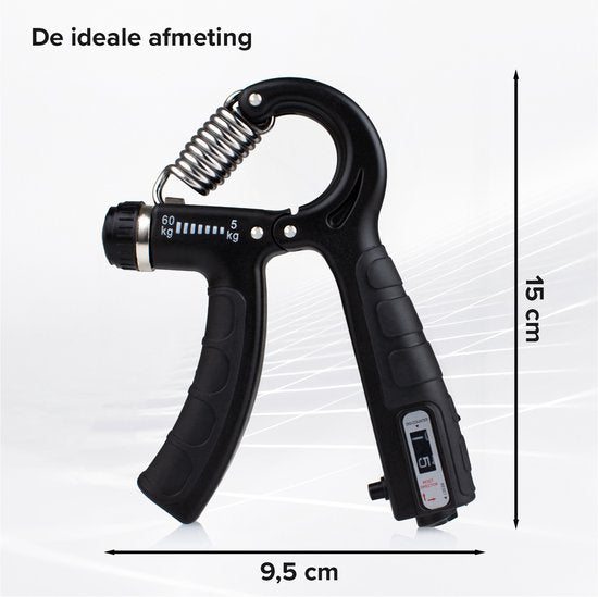Verstelbare Handtrainer - Set van 2 - 5 tot 60 KG - Vingertrainer - Handknijper - Grip Trainer - Zwart